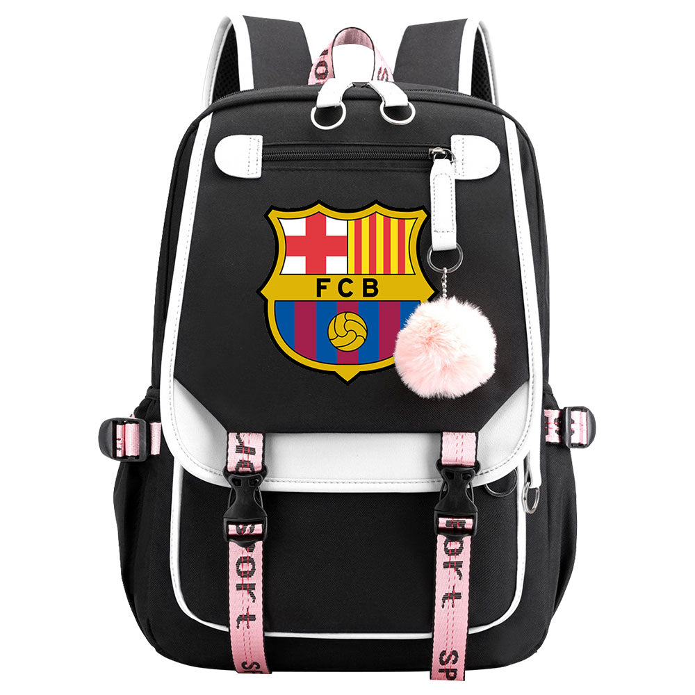 Barcelona Football Club Waterproof Backpack School Notebook Travel Bags USB Charging
