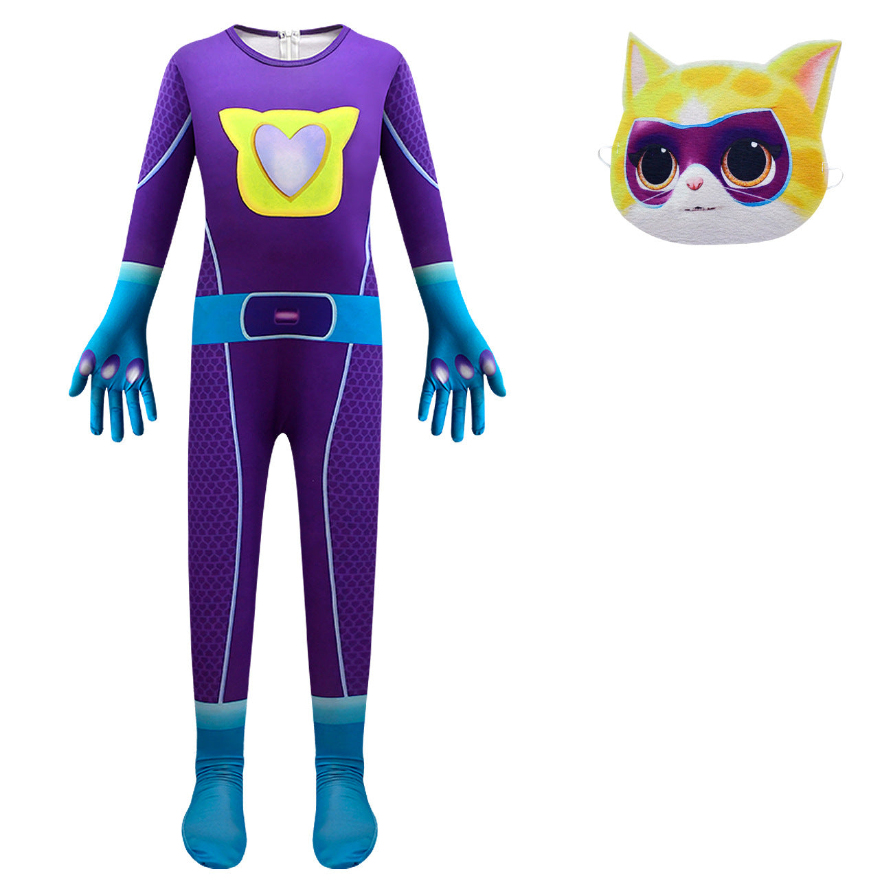 Super Kitties Cosplay Costume with Mask Boys Girls Bodysuit Halloween Fancy Jumpsuits