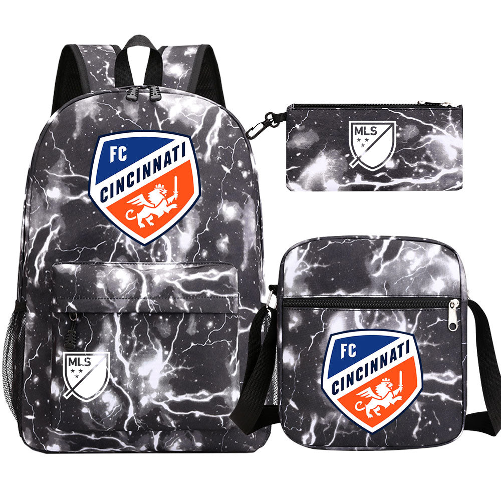 Chicago Fire Soccer 3D Printed Schoolbag Backpack Shoulder Bag Pencil Bag 3pcs set for Kids Students