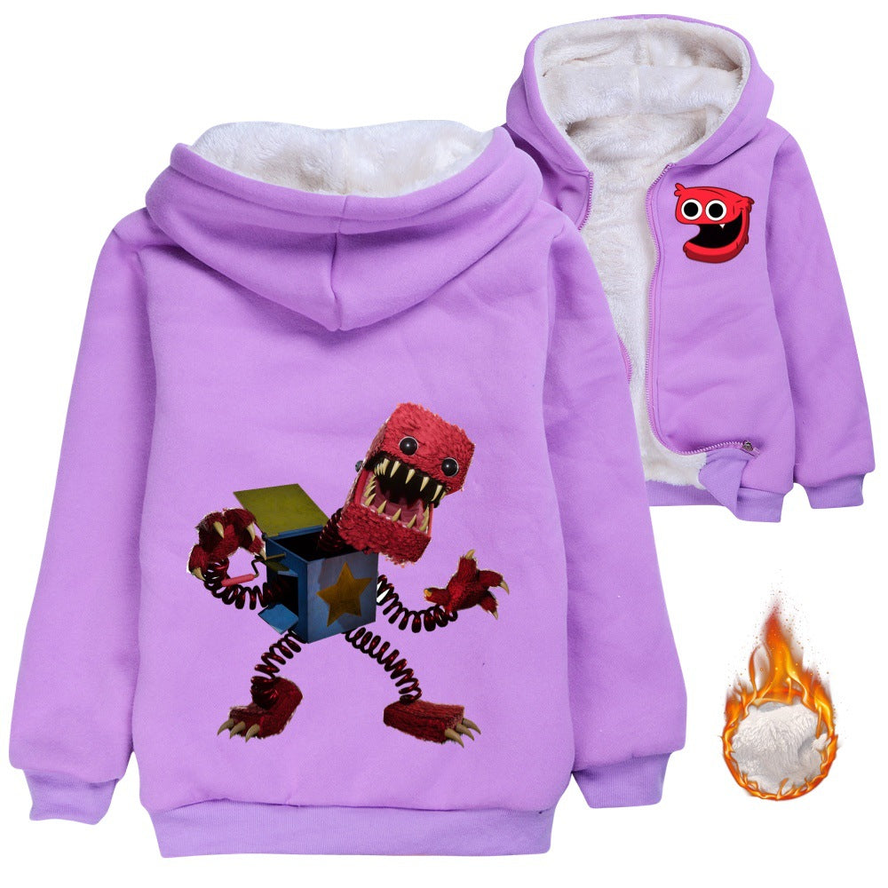 Project Playtime Boxy Boo Sherpa Lined Hoodie Fleece Sweatshirt Full Zip Hooded Jacket for Kids