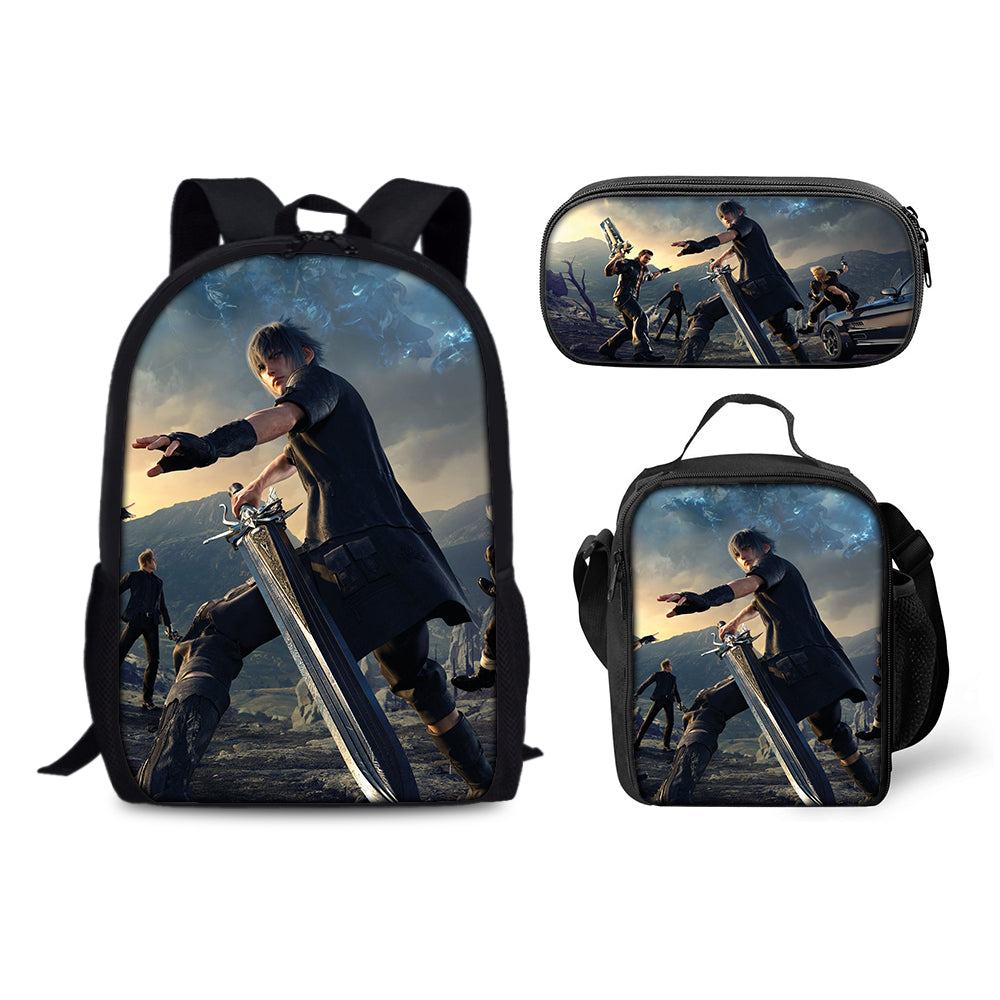 Final Fantasy Backpack Schoolbag Lunch Bag Pencil Bag for Kids Students 3PCS