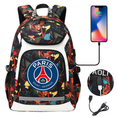Paris Saint Germain Football Club USB Charging Backpack School Notebook Travel Bags