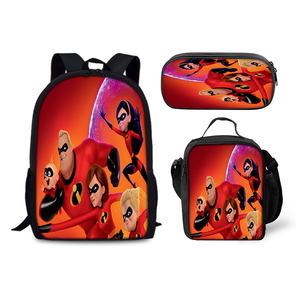 The Incredibles Backpack Schoolbag Lunch Bag Pencil Bag for Kids Students 3PCS