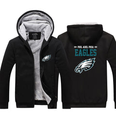 Philadelphia Football Eagles  Unisex Lined Hoodie Fleece Sweatshirt Full Zipper Hooded Thicken Jacket
