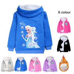 Frozen Elsa Princess Sherpa Lined Hoodie Fleece Sweatshirt Full Zip Hooded Jacket for Kids