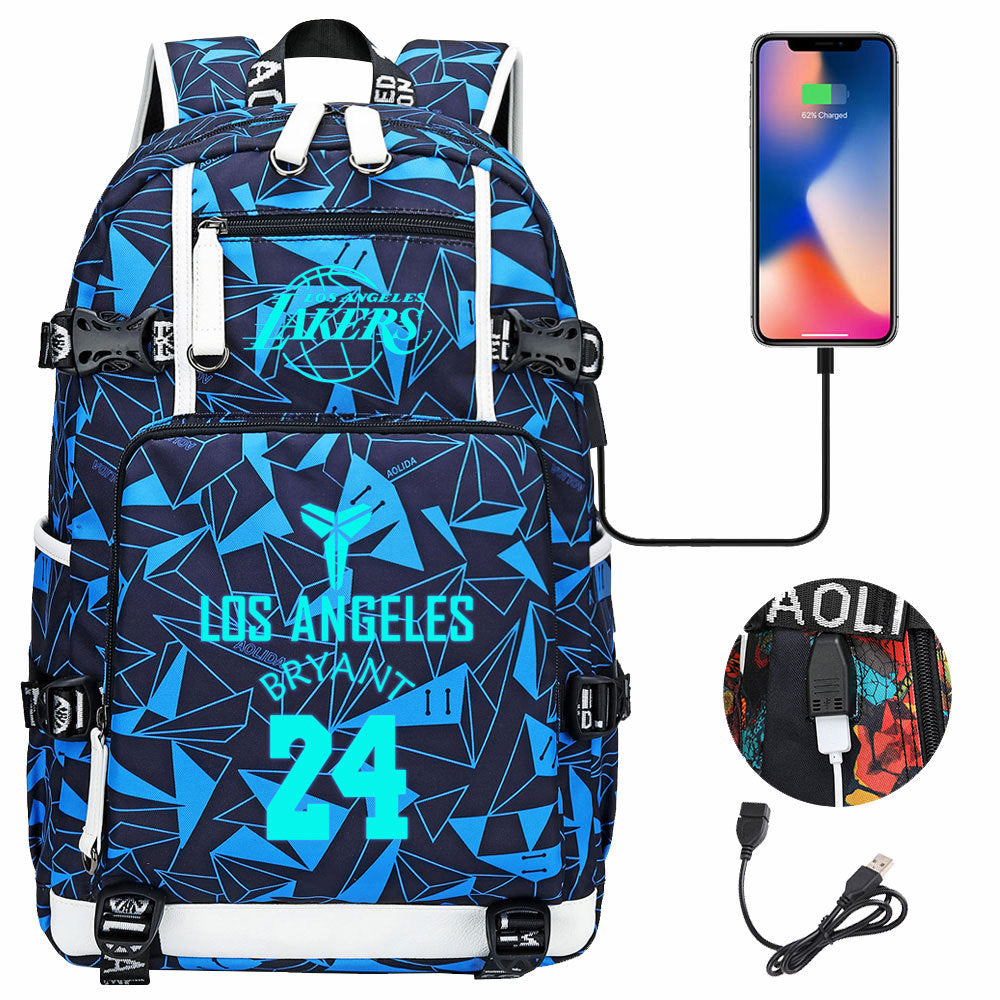 Kobe Black Mamba Curry Bucks USB Charging Backpack School Notebook Travel Bags Basketball Bag