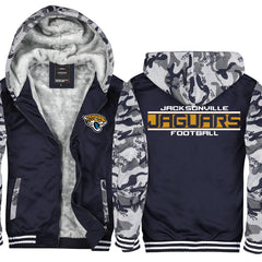 Jacksonville Football Team Jaguars Unisex Lined Hoodie Fleece Sweatshirt Full Zipper Hooded Thicken Jacket