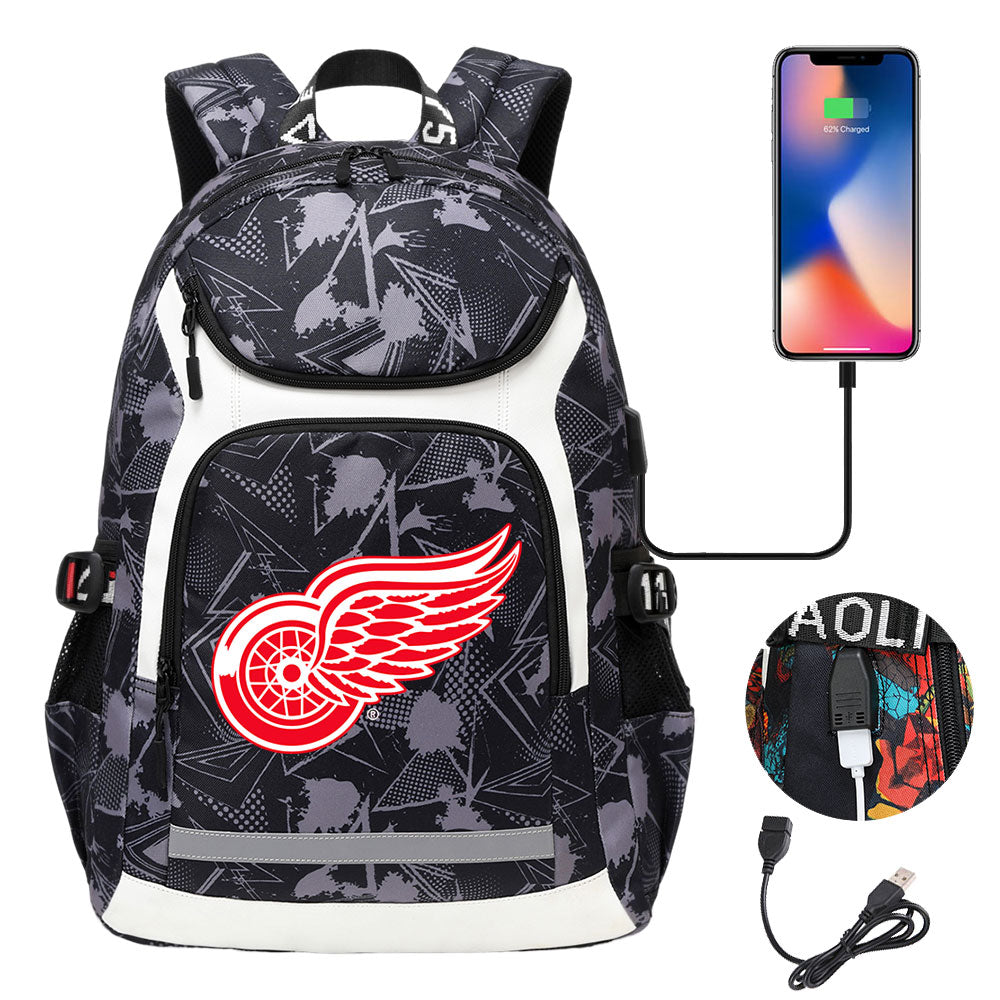 Seattle Kraken Boston Bruins Ottawa Senators Detroit Red Wings Buffalo Sabres USB Charging Backpack School Notebook Travel Bags