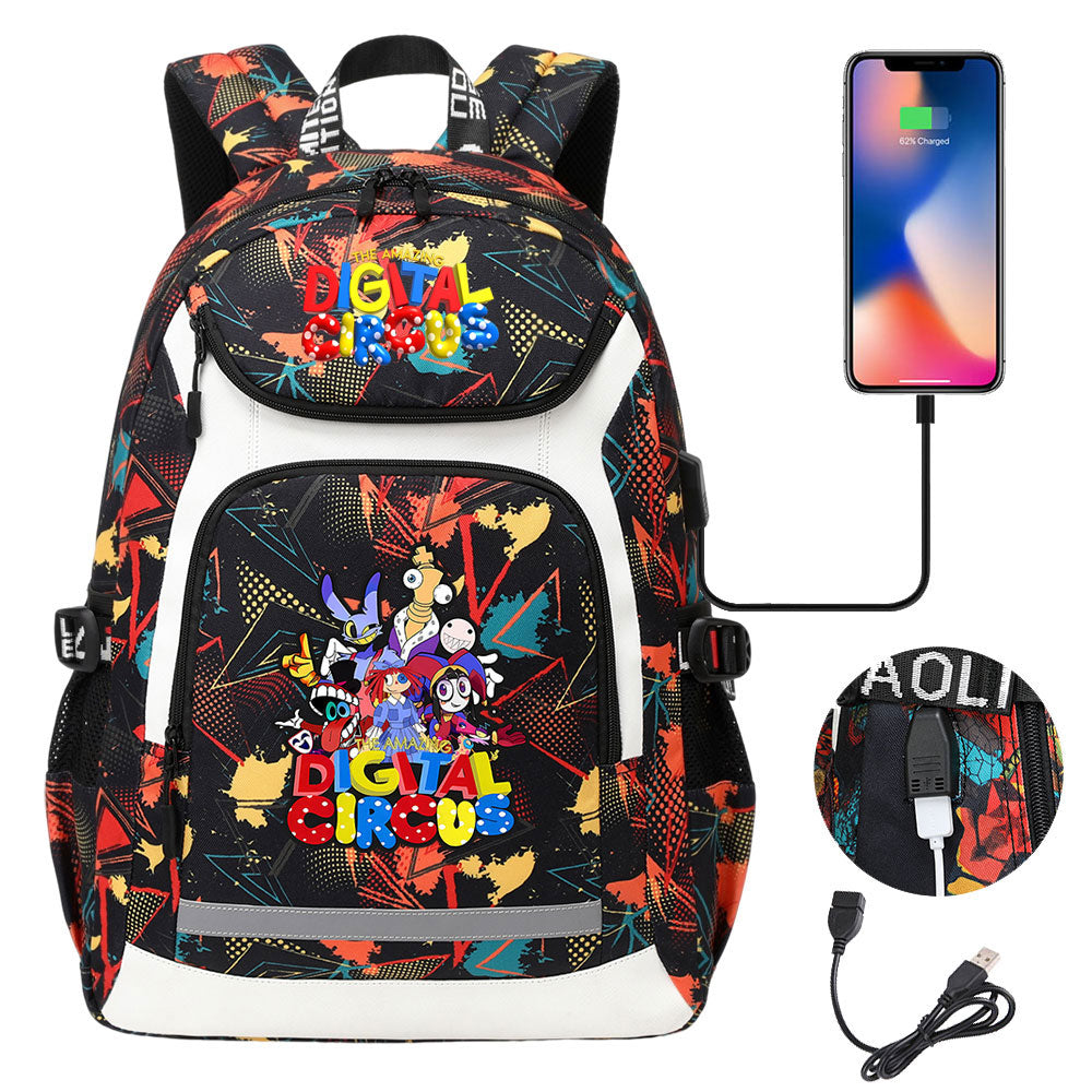 The Amazing Digital Circus USB Charging Backpack School Notebook Travel Bags