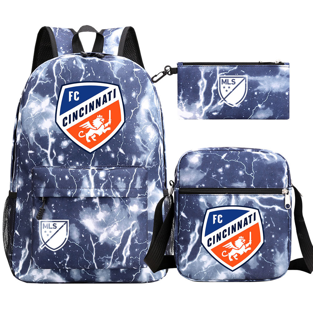 Chicago Fire Soccer 3D Printed Schoolbag Backpack Shoulder Bag Pencil Bag 3pcs set for Kids Students