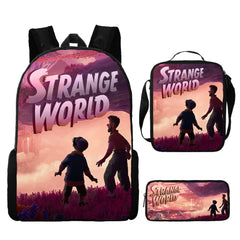 Strange World Full Printed Backpack Schoolbag Travel Notebook Bag Lunch Bag Pencil Bag for Kids Students 3PCS