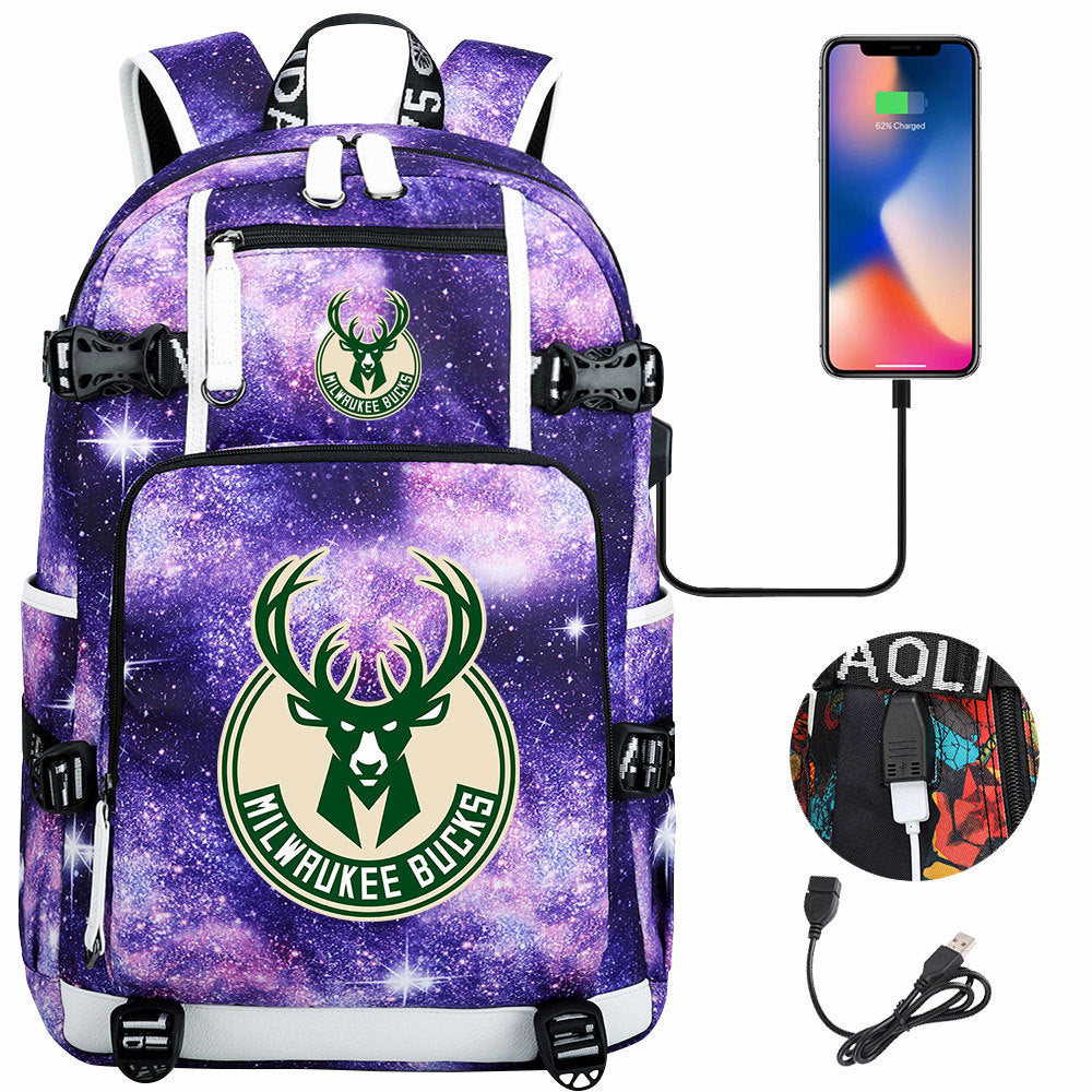 Kobe Black Mamba Curry Bucks Antetokounmpo USB Charging Backpack School Notebook Travel Bags Basketball Bag