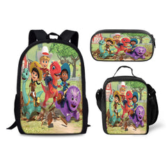 Dino Ranch Backpack Schoolbag Lunch Bag Pencil Bag for Kids Students 3PCS