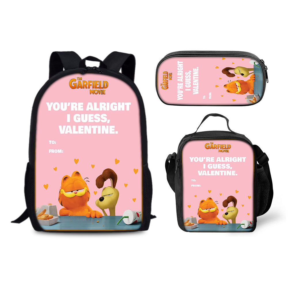 Garfield Backpack Schoolbag Lunch Bag Pencil Bag for Kids Students 3PCS