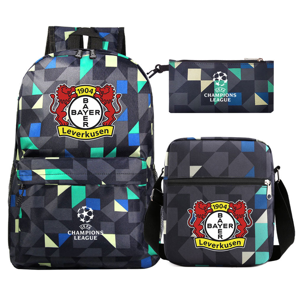 Bayer 04 Leverkusen Football Club Schoolbag Backpack Shoulder Bag Pencil Bag 3pcs set for Kids Students
