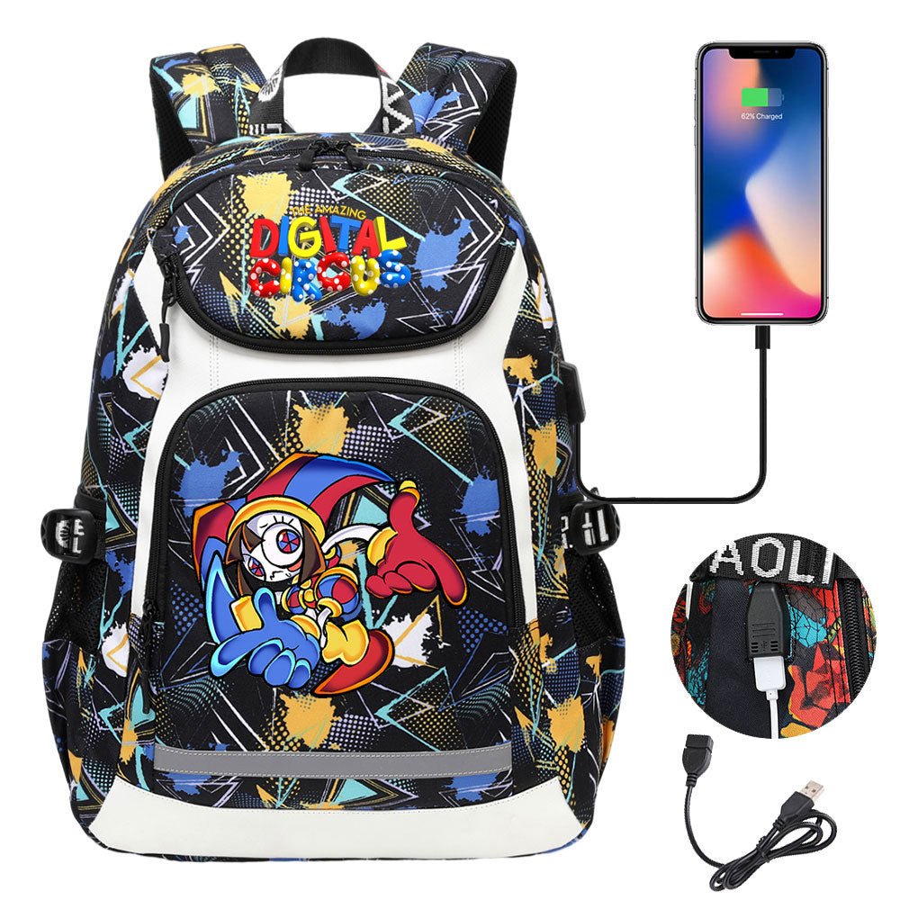 The Amazing Digital Circus USB Charging Backpack School Notebook Travel Bags