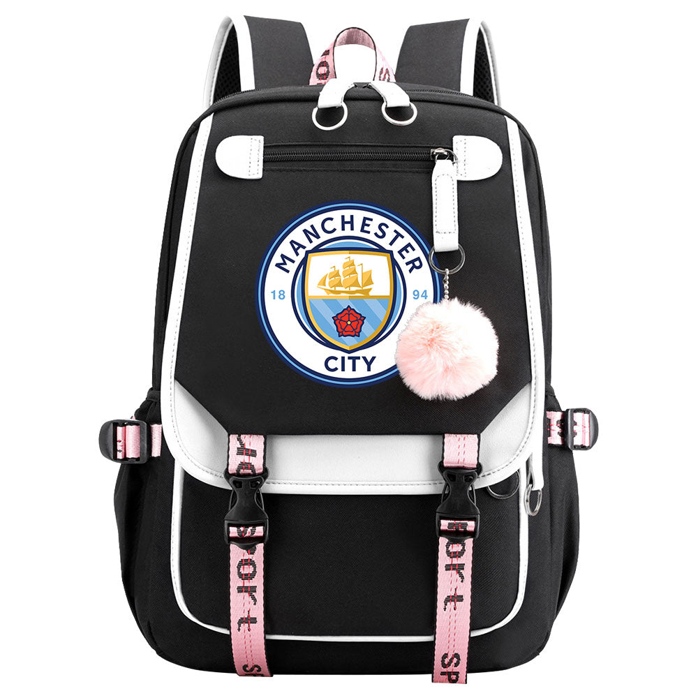Manchester City Football Club Waterproof Backpack School Notebook Travel Bags USB Charging