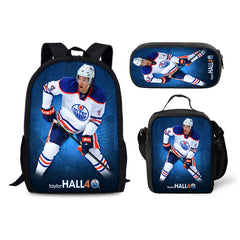 Edmonton Oilers Hockey League Backpack Schoolbag Lunch Bag Pencil Bag for Kids Students 3PCS