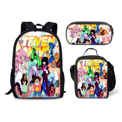 Steven Universe Backpack Schoolbag Lunch Bag Pencil Bag for Kids Students 3PCS