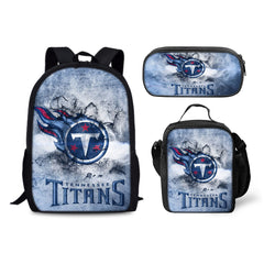 Tennessee Titans Football Team Backpack Schoolbag Lunch Bag Pencil Bag for Kids Students 3PCS