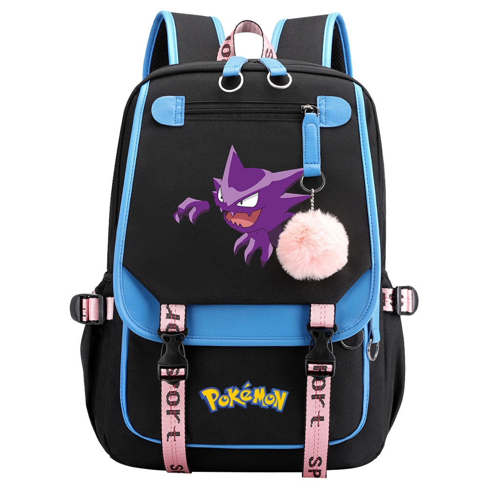 Pokemon Gengar Waterproof Backpack School Notebook Travel Bags USB Charging