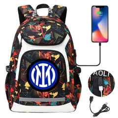 Internazionale Milano Football Club USB Charging Backpack School Notebook Travel Bags