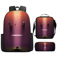 Undertale Full Printed Backpack Schoolbag Travel Notebook Bag Lunch Bag Pencil Bag for Kids Students 3PCS