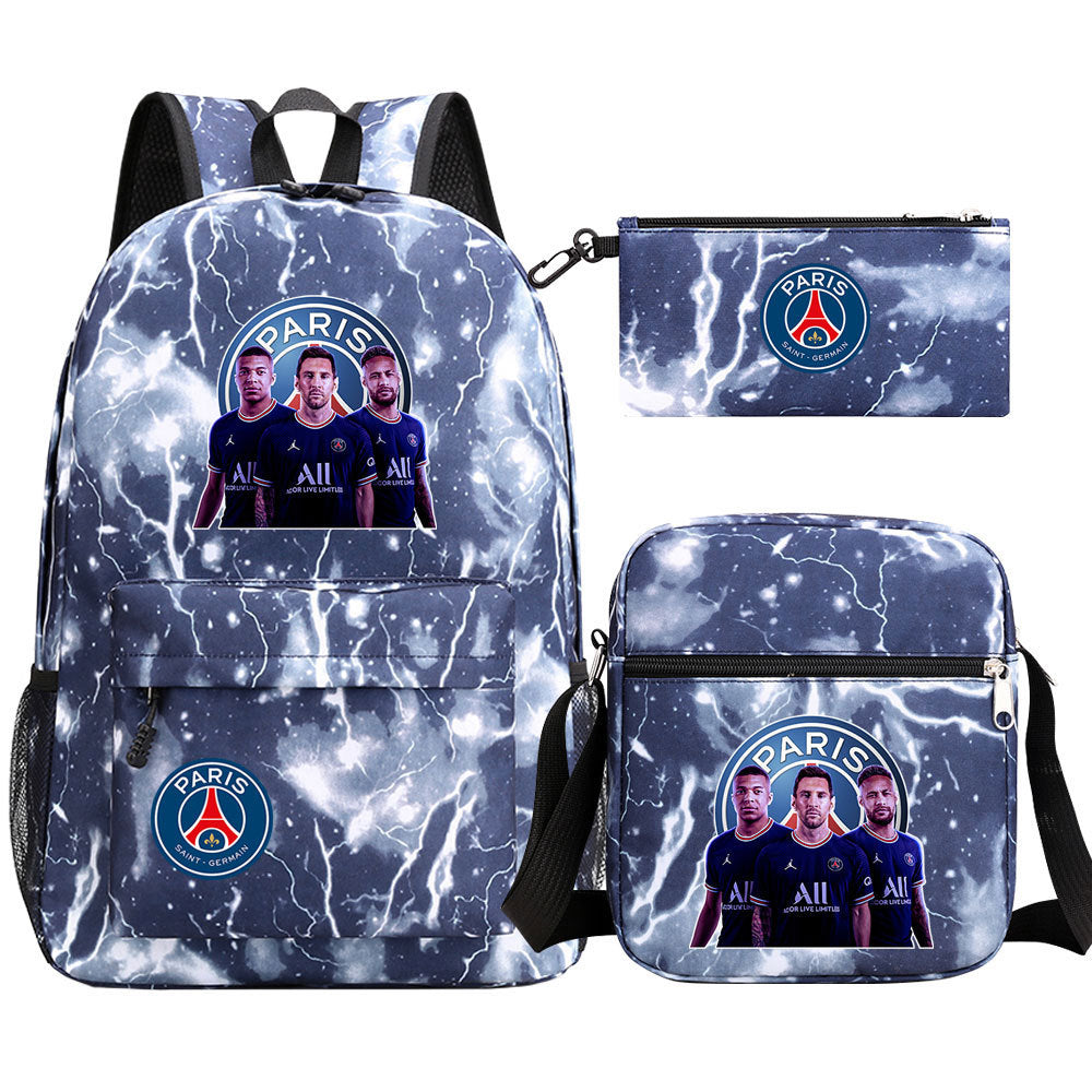 Football Paris Mbappe Schoolbag Backpack Shoulder Bag Pencil Bag Set Gift for Kids Students