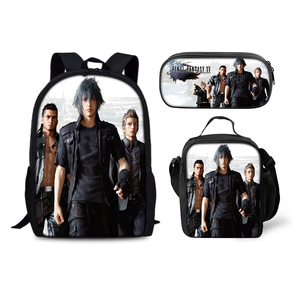 Final Fantasy Backpack Schoolbag Lunch Bag Pencil Bag for Kids Students 3PCS