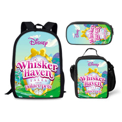 Whisker Haven Tales with the Palace Pets  Backpack Schoolbag Lunch Bag Pencil Bag for Kids Students 3PCS