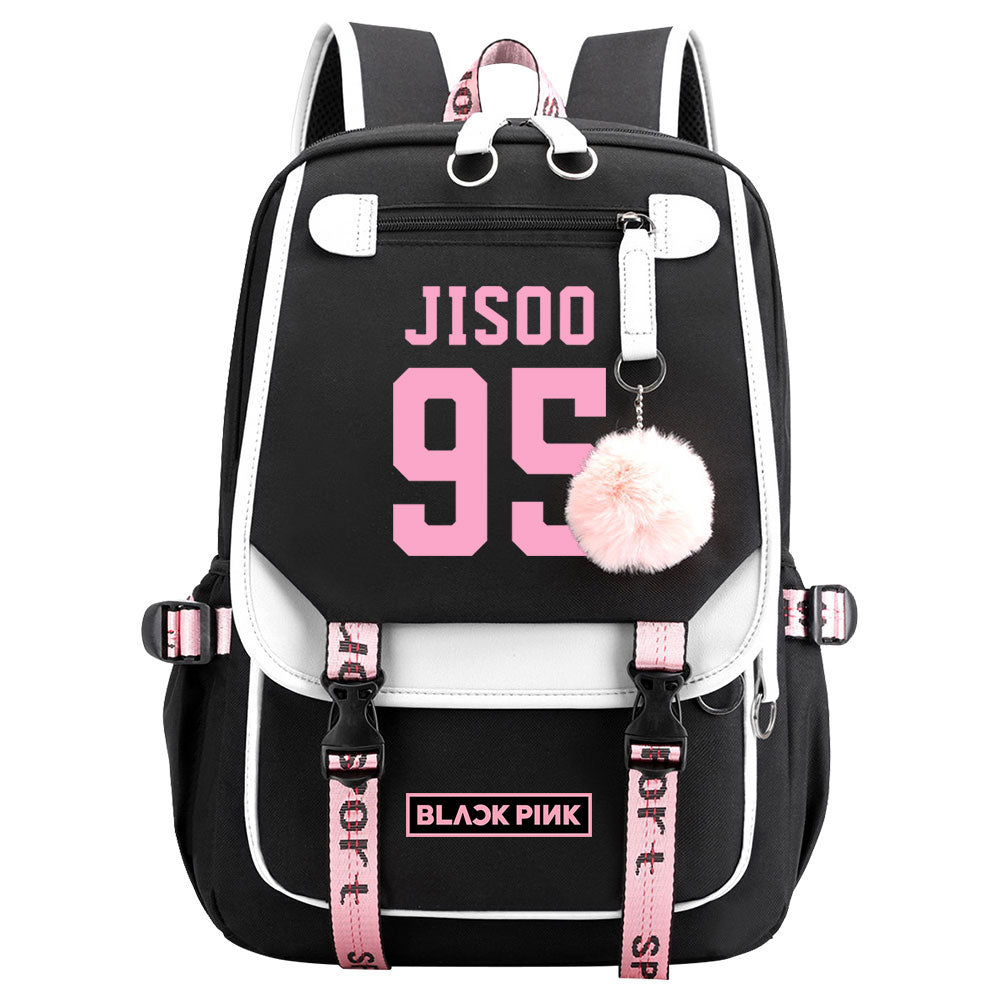 Kpop Blackpink JISOO Waterproof Backpack School Notebook Travel Bag USB Charging