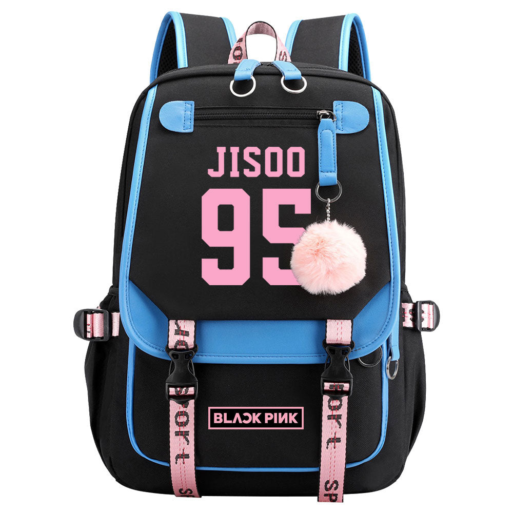 Kpop Blackpink JISOO Waterproof Backpack School Notebook Travel Bag USB Charging