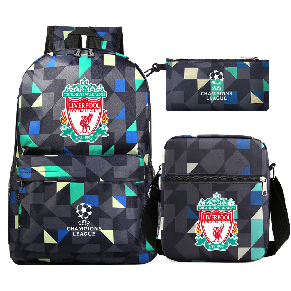 Liverpool Football Club Schoolbag Backpack Shoulder Bag Pencil Bag 3pcs set for Kids Students