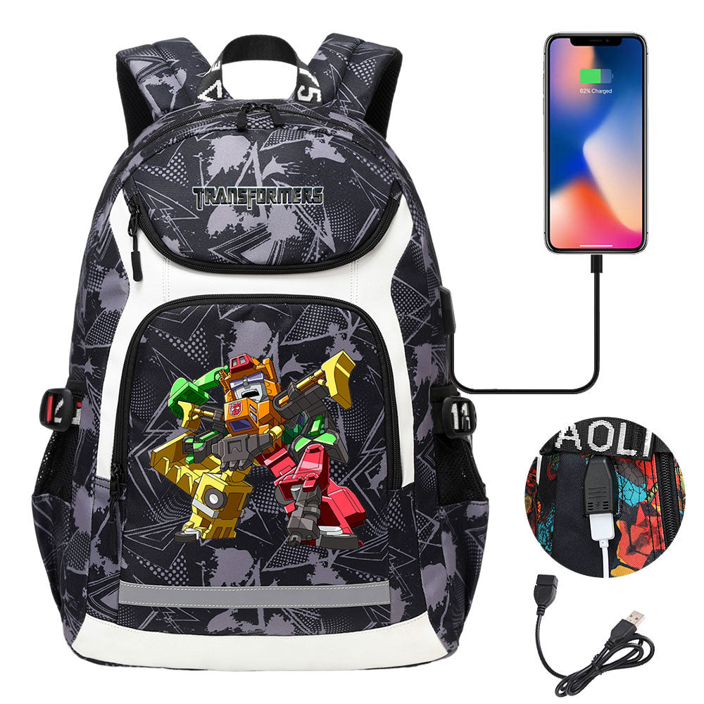 Transformers USB Charging Backpack School Notebook Travel Bags