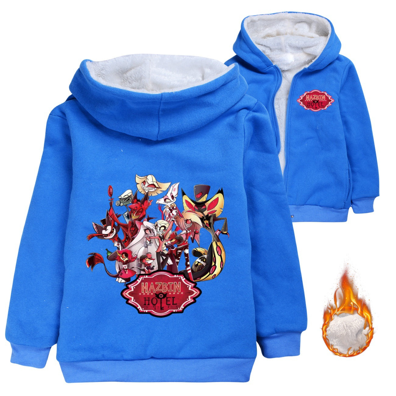 Hazbin Hotel Superstar Sherpa Lined Hoodie Fleece Sweatshirt Full Zip Hooded Jacket for Kids