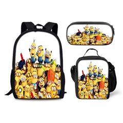 Minions Backpack Schoolbag Lunch Bag Pencil Bag for Kids Students 3PCS