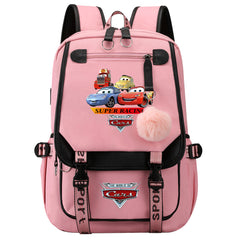 Cars Lightning Waterproof Backpack School Notebook Travel Bags USB Charging