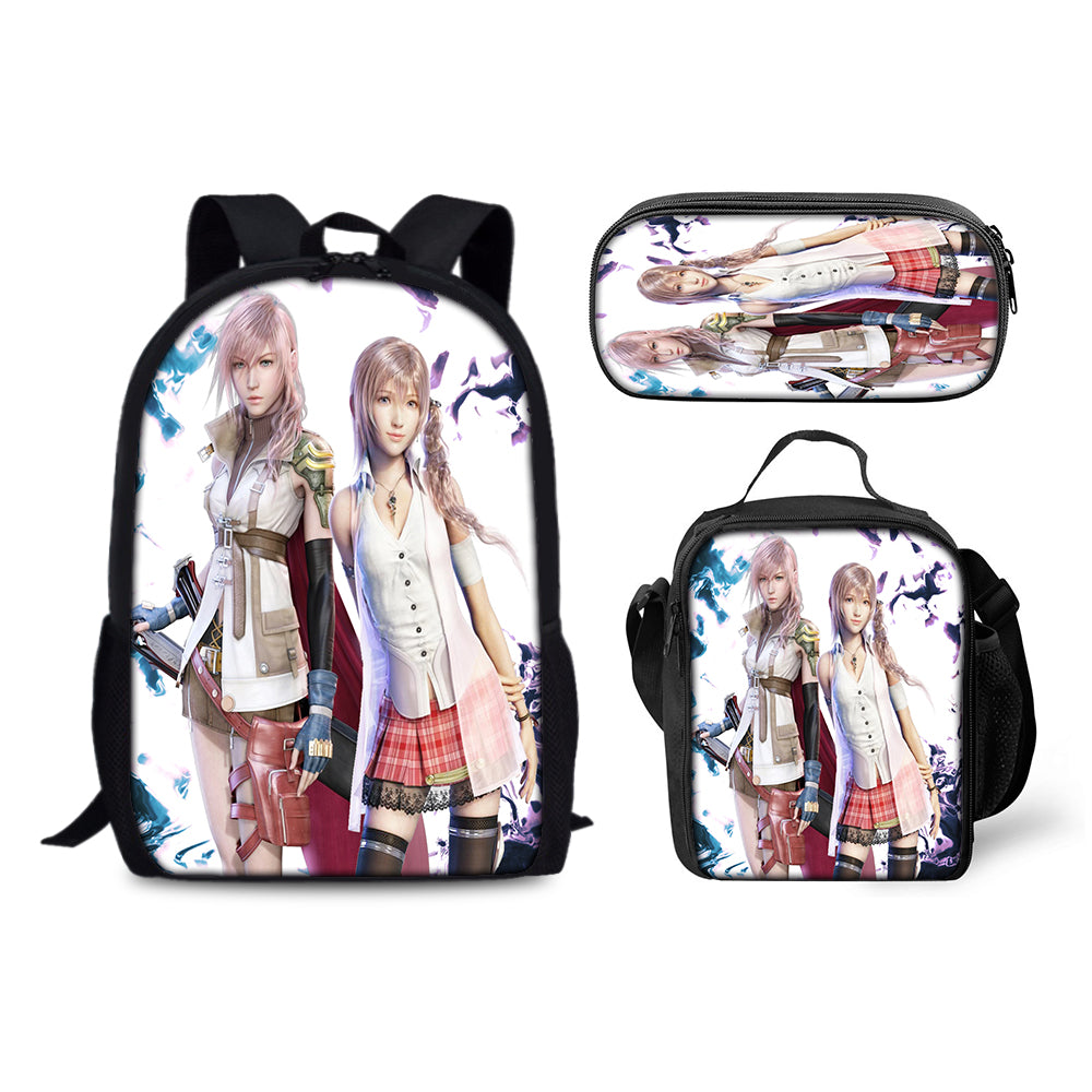 Final Fantasy Backpack Schoolbag Lunch Bag Pencil Bag for Kids Students 3PCS