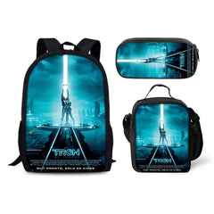 Tron Legacy Backpack Schoolbag Lunch Bag Pencil Bag for Kids Students 3PCS