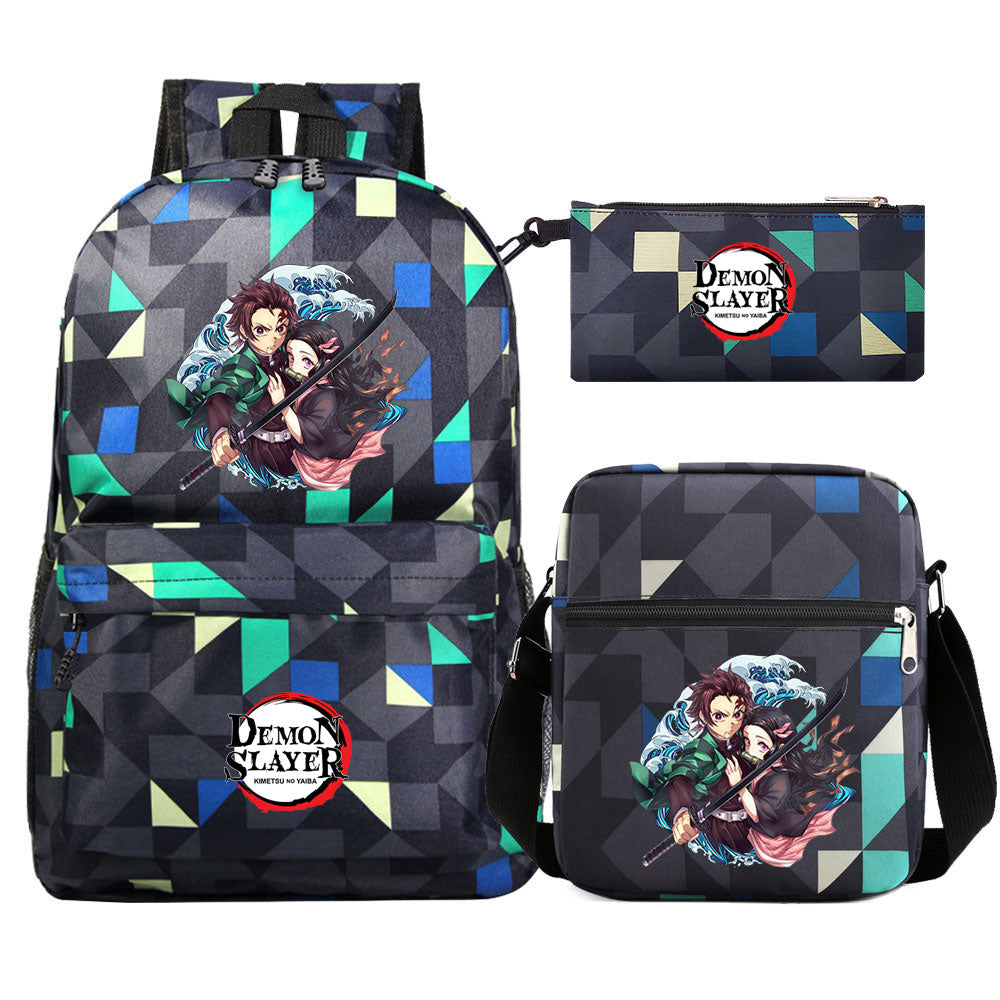 Demon Slayer Demon Slayer Kimetsu No Yaiba Schoolbag Backpack Shoulder Bag Pencil Bag 3pcs set for Kids Students