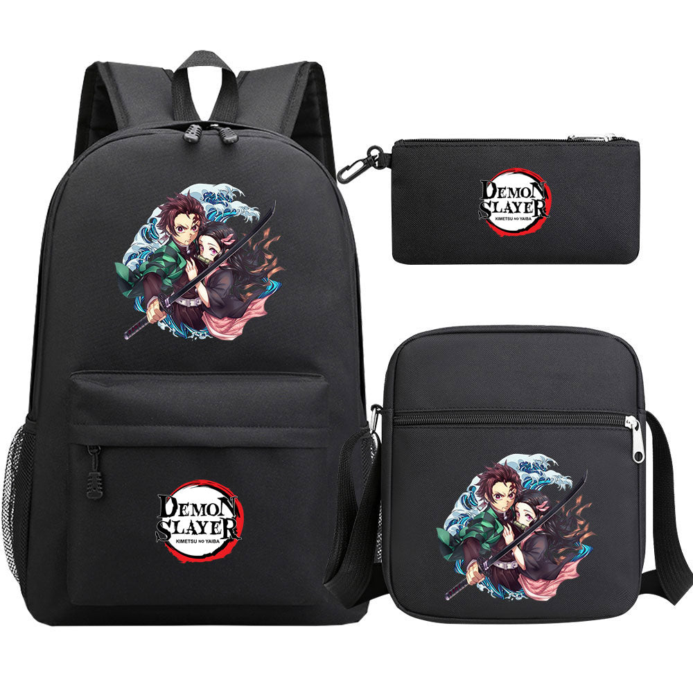 Demon Slayer Demon Slayer Kimetsu No Yaiba Schoolbag Backpack Shoulder Bag Pencil Bag 3pcs set for Kids Students