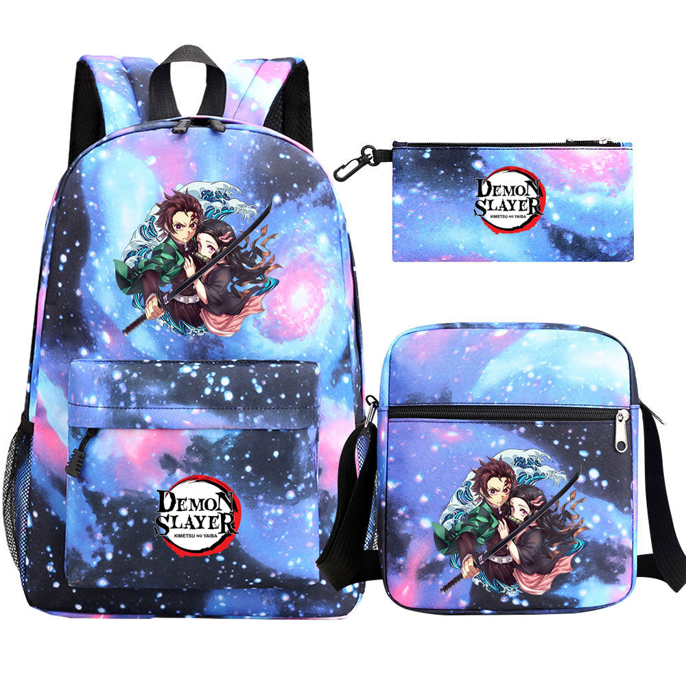 Demon Slayer Demon Slayer Kimetsu No Yaiba Schoolbag Backpack Shoulder Bag Pencil Bag 3pcs set for Kids Students