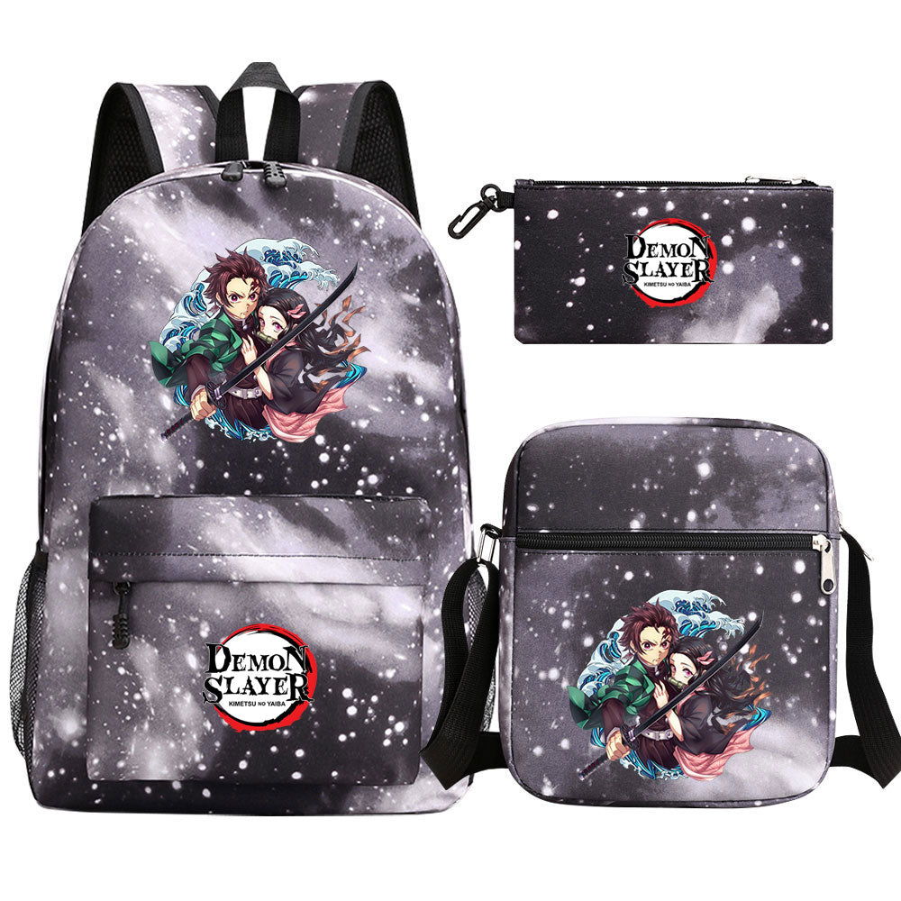 Demon Slayer Demon Slayer Kimetsu No Yaiba Schoolbag Backpack Shoulder Bag Pencil Bag 3pcs set for Kids Students