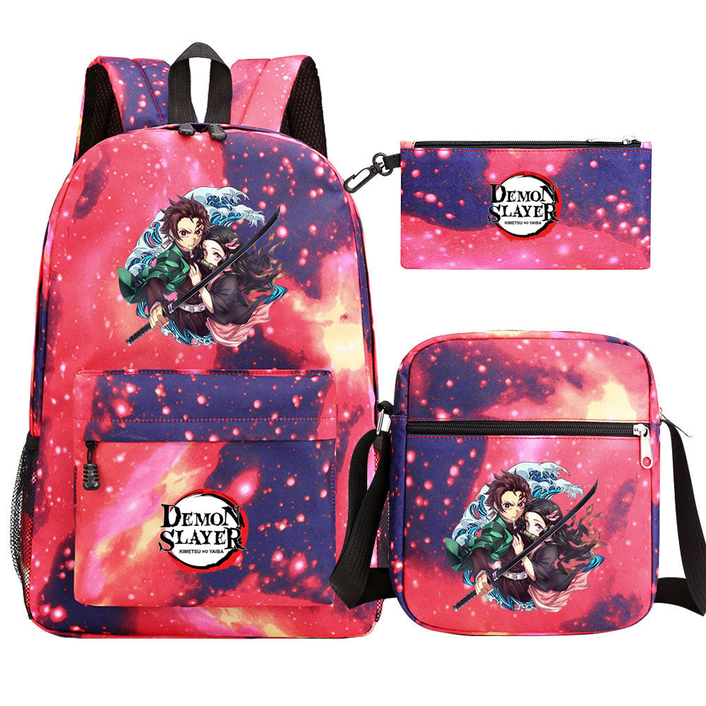 Demon Slayer Demon Slayer Kimetsu No Yaiba Schoolbag Backpack Shoulder Bag Pencil Bag 3pcs set for Kids Students