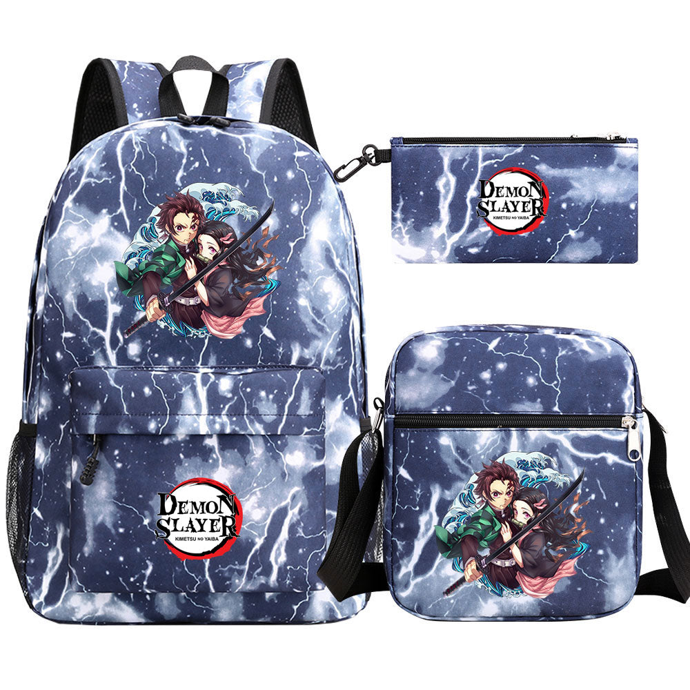 Demon Slayer Demon Slayer Kimetsu No Yaiba Schoolbag Backpack Shoulder Bag Pencil Bag 3pcs set for Kids Students