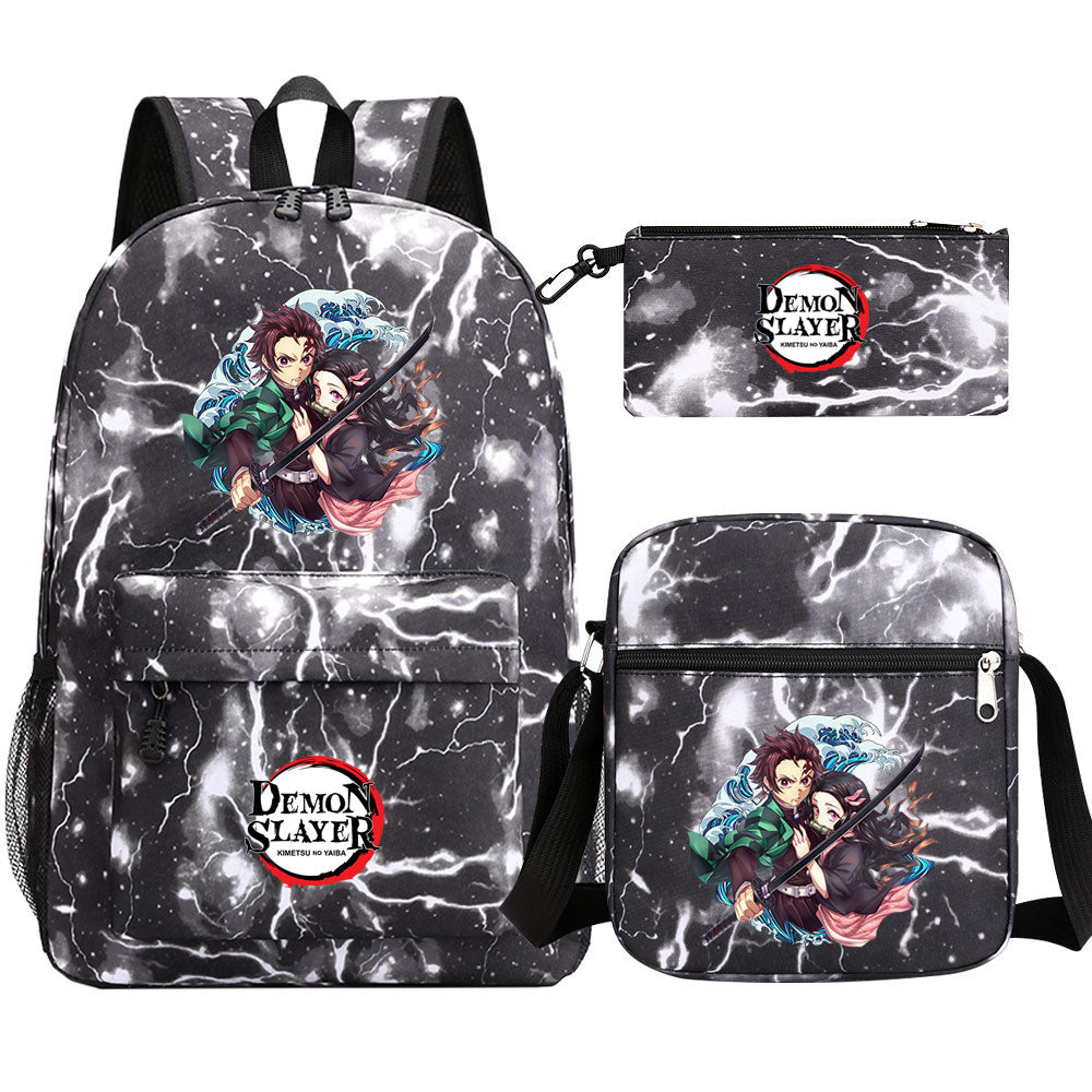 Demon Slayer Demon Slayer Kimetsu No Yaiba Schoolbag Backpack Shoulder Bag Pencil Bag 3pcs set for Kids Students