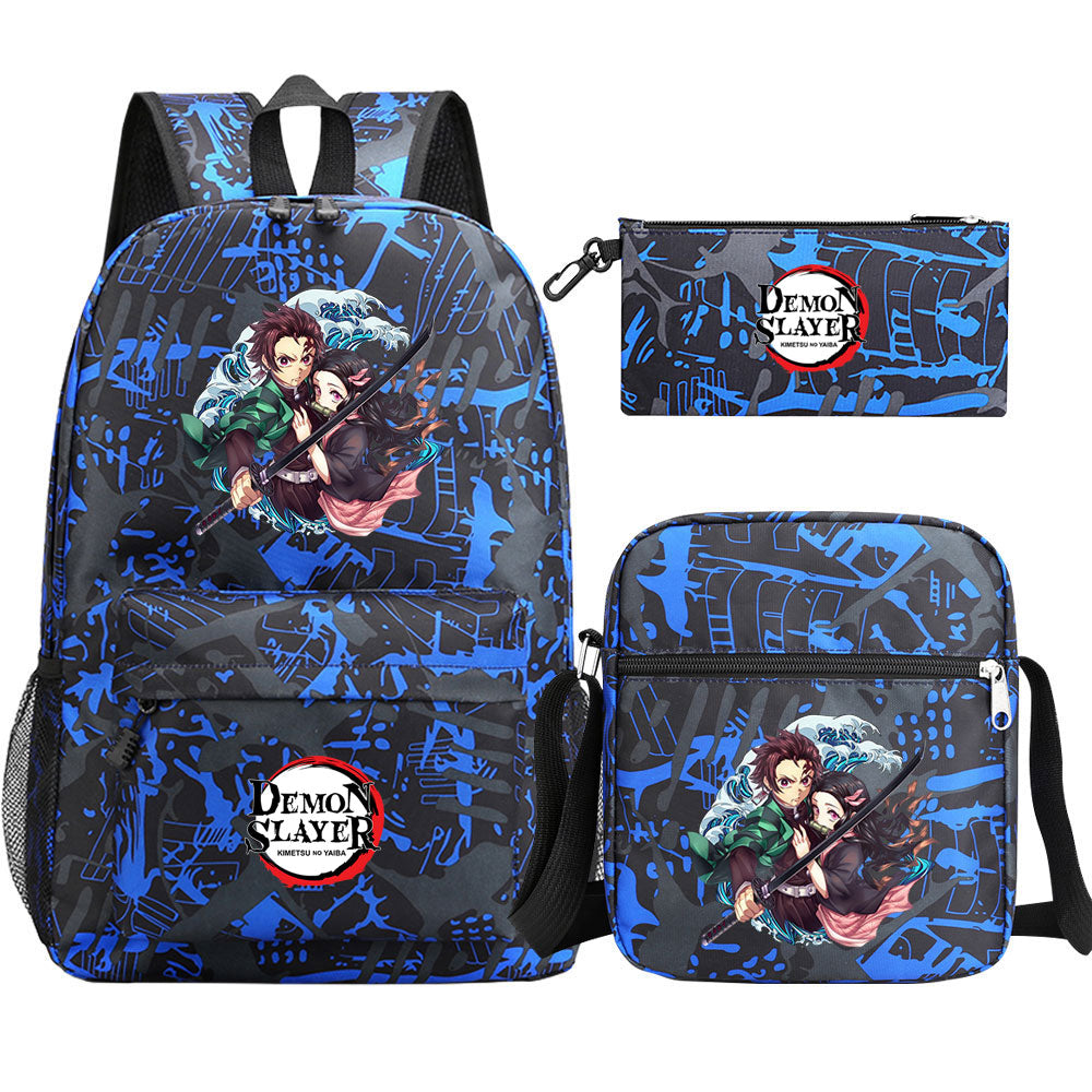 Demon Slayer Demon Slayer Kimetsu No Yaiba Schoolbag Backpack Shoulder Bag Pencil Bag 3pcs set for Kids Students