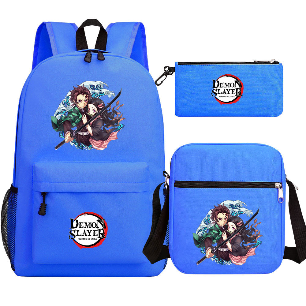 Demon Slayer Demon Slayer Kimetsu No Yaiba Schoolbag Backpack Shoulder Bag Pencil Bag 3pcs set for Kids Students