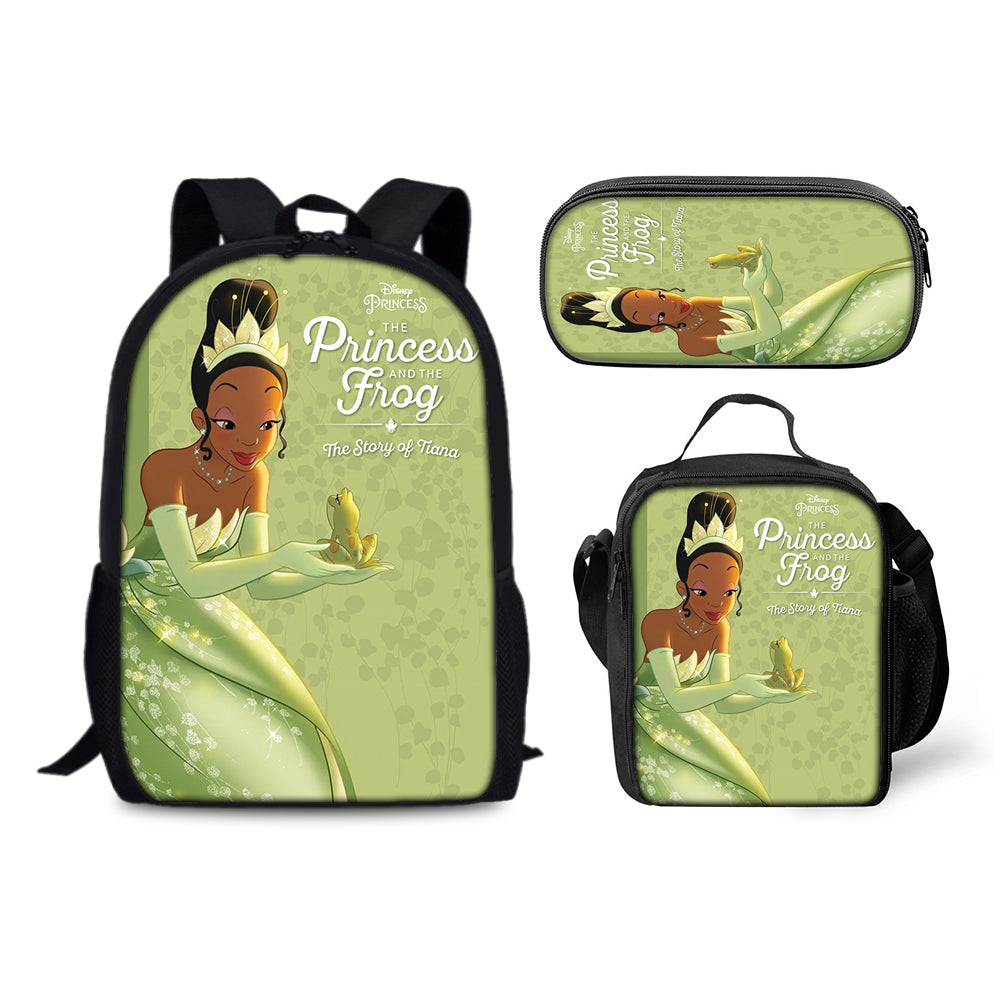 The Princess and the Frog Backpack Schoolbag Lunch Bag Pencil Bag for Kids Students 3PCS
