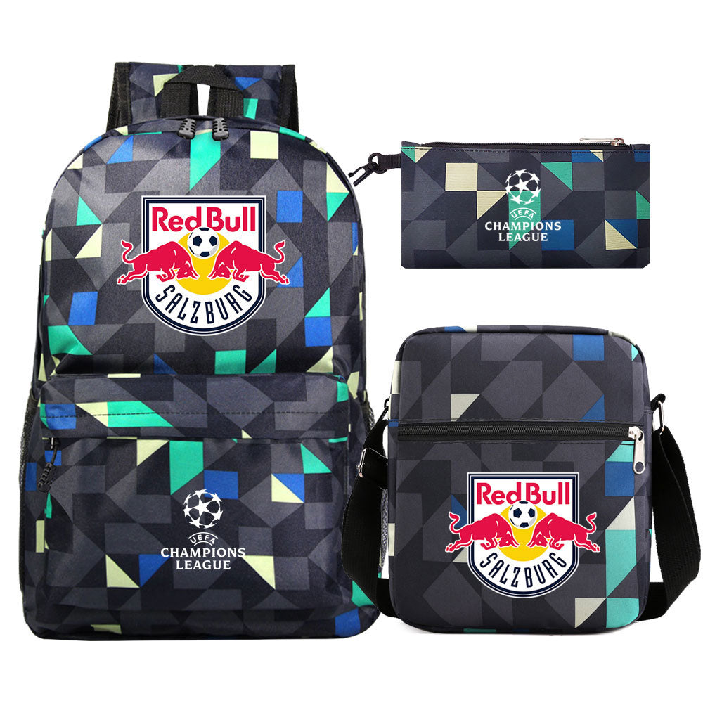 Salzburg Football Club Schoolbag Backpack Shoulder Bag Pencil Bag 3pcs set for Kids Students